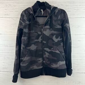 Athleta Triumph Hoodie Black Camo Full Zip Size M